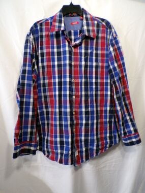 IZOD Men's XL Plaid Long Sleeve Button Up Casual Shirt Multicolor